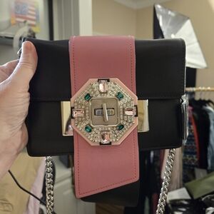 Prada Black and Pink Crossbody Bag with Chain